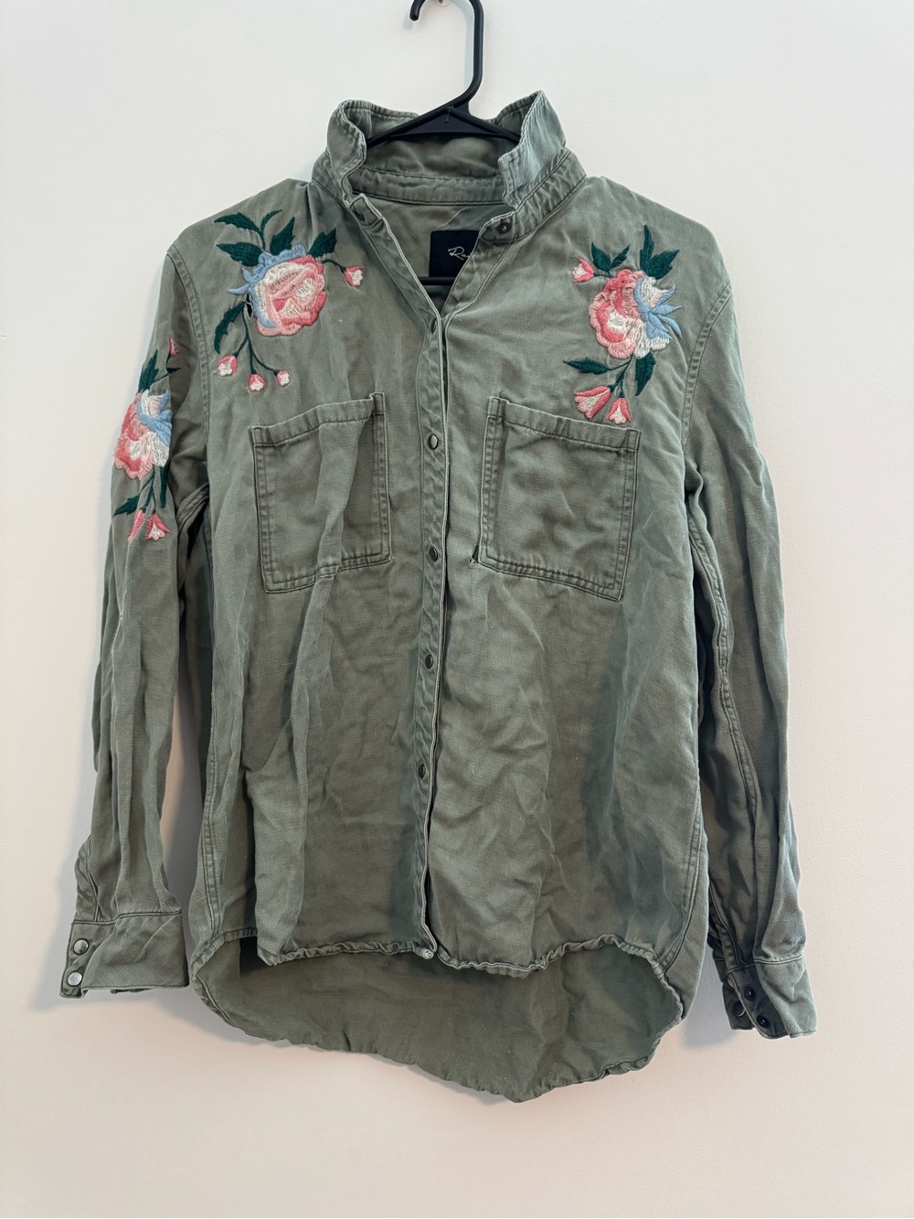 Rails WOMEN'S CHANNING EMBROIDERED MILITARY SHIRT IN SAGE FLORAL - Picture 2 of 11